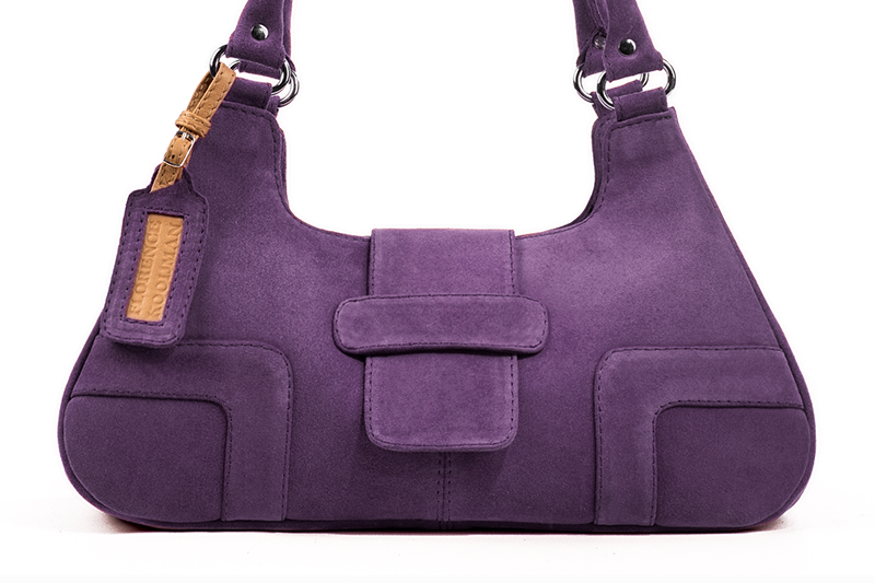 Dress handbag in amethyst purple leather - Profile view